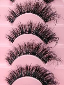 10 Pairs New Cat Eye Lashes Natural Clear Band Long False Lashes Winged End Eye Elongated Eyelashes Faux Mink Eyelashes Wispy Crossed Messy Strip Lashes For Long-Lasting Makeup Looks Festival Gift False Eyelashes Fake Lashes - Black - View 6