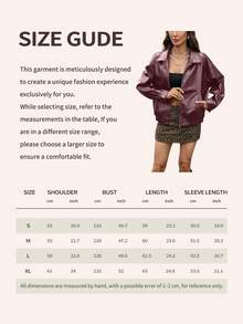 Chaqueta de mujer de piel de PU con estilo Mobula, versátil para primavera/verano, adecuada para desfiles de moda, vacaciones, uso diario, fiestas de cumpleaños, viajes, aeropuerto - Burdeos - Ver 8