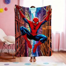 1pc S-Pider-Man Print Blanket,Retro Cartoon Style Throw Blanket,Cartoon Character Printed Blanket,All-Season Universal Nap Blanket,Character Home Decor Blanket,Modern Fashion Gift Suitable For Home Bedroom Bed Sofa Office Lunch Break Cover Picnic Blanket - Nhiều màu - Xem 1