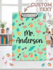 1pc Custom Teacher Clipboard, Personalized Name Acrylic Clipboard With Cute Themed Pattern, Sturdy Metal Clip For Classroom Use, Teacher Appreciation Gifts, Back To School Gift, Multiple Theme Doodle Pattern, Elementary Teacher Desk Decor, School Supply - Multicolor - View 12