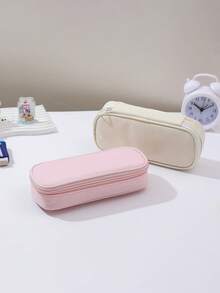 1pc Back To School Minimalist Solid Color Large Capacity Student Stationery Pencil Case, Multi-Layer Classified Storage Pencil Pouch, Campus Large Capacity Desktop Stationery Accessories Storage Bag, Multi-Functional Dormitory Cosmetic Storage Bag, Can Be Used To Store Pens, Rulers, Erasers And A Series Of Storage Pencil Boxes,Back To School - Multicolor - View 7