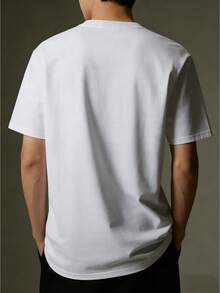 Quick-Drying Men's Summer Printed Shirt, Casual Crew Neck, Short Sleeve, Breathable Micro-Elastic Knit Top, Versatile Shirt For Running, Fitness, Beach Vacations, And Everyday Wear. Loose And Comfortable. - 白色 - 查看 2