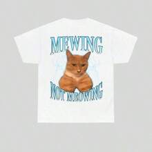 Camiseta de Verano 2026 con Divertido Meme de Gato - Mewing LooksMax, Camiseta con Gráfico de Gato Maullando, Prenda Unisex de Algodón para Hombres y Mujeres, Camiseta Retro Urbana para Uso Diario, Camiseta Elegante adecuada para fiestas. - Blanco - Ver 1
