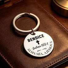 Llavero de acero inoxidable inspirador, grabado con texto en español, duradero y elegante, regalo de cumpleaños ideal para amigos, accesorio religioso | Llavero decorativo | Llavero duradero - Plateado - Ver 9