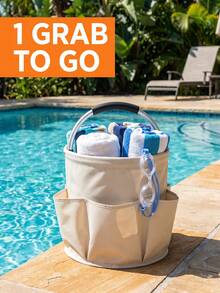 Lightweight Folding Basket With A Soft Grip Handle For Comfort Foldable Storage Basket For Women Men Chic Shower Caddy To Pack Your Supplies For Daily Workouts Portable Storage Organiser Bag Garden Outdoor Camping Beach Essentials - Storage Bag - View 9