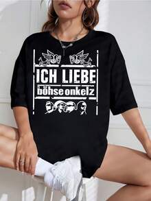 Nouveauté 2026 : T-shirt Böhse Onkelz Ich Liebe, Tee-shirt imprimé groupe de rock allemand, unisexe, disponible en grandes tailles, décontracté à manches courtes, T-shirt vintage punk surdimensionné pour les fans. - Noir - Voir 6