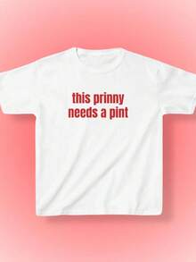 Esta camiseta de Prinny Needs a Pint Baby Tee, Copa del Mundo / Eurocopa, estilo Y2K / años 90, 2000s, camiseta corta, eslogan icónico, moda de los 00s, regalos divertidos. - Negro - Ver 6