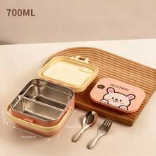 304 Stainless Steel Lunch Box, Bento Box Adult, Cute Microwavable Lunch Containers, Leakproof Snack Containers With Lids, Travel Food Containers, Portable Lunch Bowls With Handle, Bento Snack Box With Utensils For School Student - Multicolor - View 35