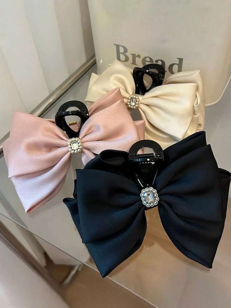 New Arrival Elegant Square Rhinestone Big Bow Hair Claw Barrette Hair Accessory - Multicolor - View 1