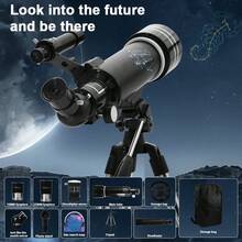 1pc 70mm Aperture 400mm Focal Length 12 Constellation Astronomical Telescope, Large Eyepiece, Long Focal Length 70mm, Large Objective Lens, 150x Zoom, Portable 4-Layer Ultra-High Adjustable Star Map Tripod, Phone Camera Clip, Backpack, Suitable For Star And Moon Observation, Home Decor, Decorative Telescope, Perfect Holiday Gift - Multicolor - View 9