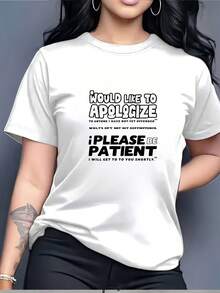 Camiseta divertida de 180g "Por favor, sean pacientes, nos disculpamos" Ideal para actividades de team building en familia y empresas. Regalo perfecto para el Día de la Independencia. Ultra suave y elegante. Opción ideal para uso casual. - Blanco - Ver 1