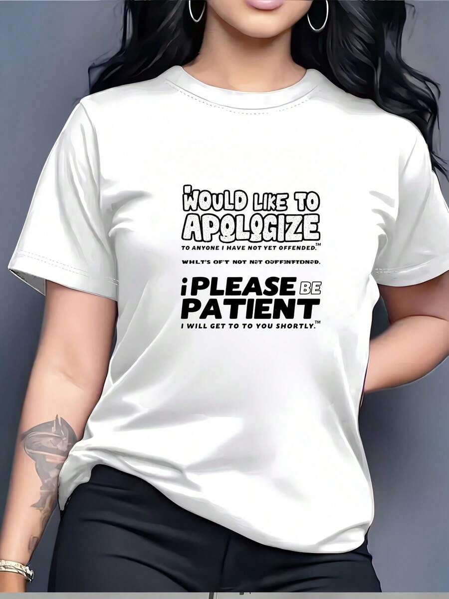 Camiseta divertida de 180g "Por favor, sean pacientes, nos disculpamos" Ideal para actividades de team building en familia y empresas. Regalo perfecto para el Día de la Independencia. Ultra suave y elegante. Opción ideal para uso casual. - Blanco - Ver 1