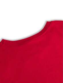 Soft New Summer T-Shirt With Lemon Print, Basic Casual Round Neck Style, Short Sleeve T-Shirt For Spring/Summer Vacation, Stretch Blend, Women's Sportswear, New Women's Clothing, Machine Washable, Elegant Blouses For Women. - 紅色 - 查看 3