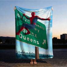 1pc S-Pider-Man Print Blanket,Retro Cartoon Style Throw Blanket,Cartoon Character Printed Blanket,All-Season Universal Nap Blanket,Character Home Decor Blanket,Modern Fashion Gift Suitable For Home Bedroom Bed Sofa Office Lunch Break Cover Picnic Blanket - Nhiều màu - Xem 2