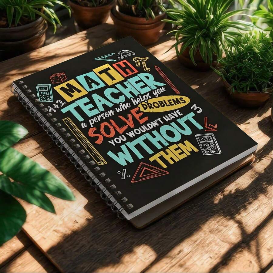 A5 Aesthetic Spiral Notebook For Teachers | Math Teacher Appreciation Gift, Ideal For Office & School Supplies, Colorful Math Tool Design, Lined Paper - Colored Mathematics - View 1