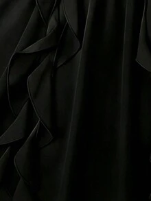 MSPariaura Vestido con diseño de volantes de ancho completo en marrón vintage / Minifalda estilizante con cintura ceñida / Conjunto elegante y dulce Z - Negro - Ver 4