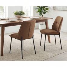 Chairus Modern Dining Chairs Set Of 2 Upholstered Kitchen Chairs In Chenille With Metal Legs For Dining Room/Kitchen/Bedroom - Brown - View 10