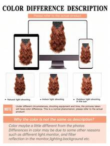 Set de 6 extensiones de cabello ondulado suave, de 20 pulgadas de color rojo-marrón con clips, extensiones de cabello sintético rizado, adecuadas para fiestas de Halloween y uso diario - Rosa Oxidada - Ver 11