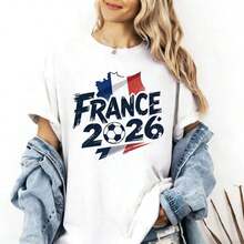 France 2026  Supporter T-Shirt, Football Fan T-Shirt With French Flag, 2026 World Cup Supporter Shirt, Gift For The French National Team. Women's T-Shirts - 白色 15 - 查看 1