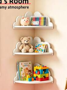 1/3 chiếc kệ hình đám mây cho phòng trẻ em, kệ gỗ thủ công trang trí hình đám mây treo tường, giá đựng đồ. - trắng - Xem 5