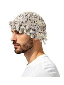 1 chiếc khăn trùm đầu hai lớp kiểu đường phố dành cho nam, họa tiết Paisley. - A - Xem 4