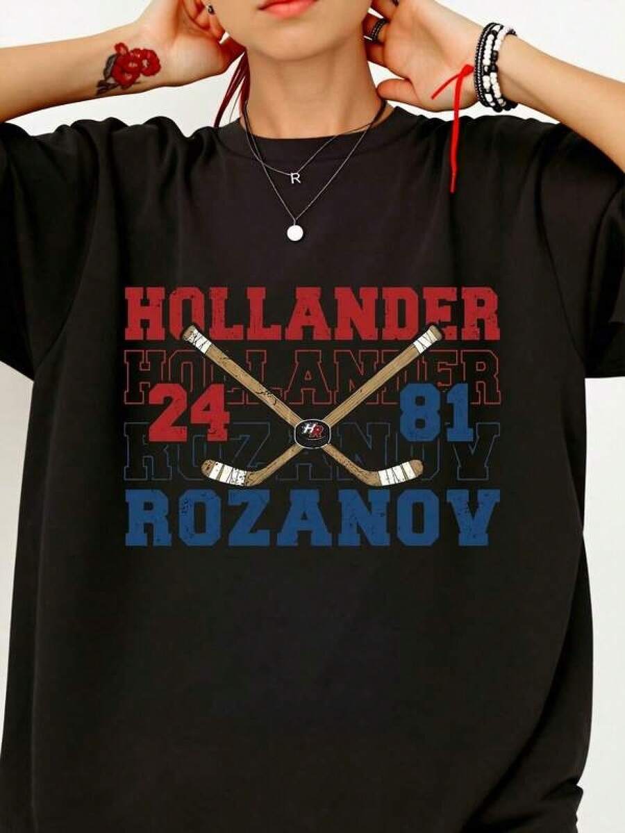 Hollander Rozanov Hockey Jersey, Rivalry-Inspired Thermal Jersey, High-End Men's Clothing, 2025 Men's Jersey, High-End Men's Clothing, Gifts For Boyfriend, Men's Jerseys, 1 Piece, Men's Shirts - 黑色 - 查看 1