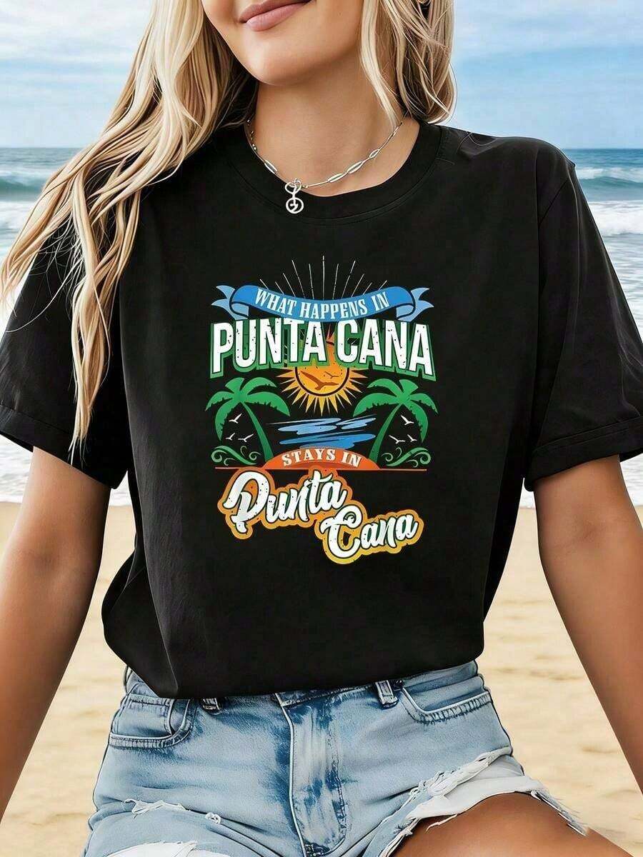 1 Classic And Versatile Piece, Pure Cotton Short-Sleeved T-Shirt With A Fun And Mysterious Print Of The History Of The Pontacana Woman In Pontacana, Modern Style. - 黑色 - 查看 1