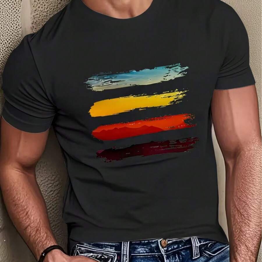 Printed T-Shirt For Men And Women - 黑色 - 查看 1