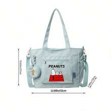 Miniso Peanuts Snoopy Red Doghouse Print Mint Green Casual Multi-Functional Large Capacity Tote Bag 2 Pieces Set With Detachable Coin Purse, Multi-Way Carry, Ideal For Work, Travel, Shopping And Everyday Use - Mint Green - View 5