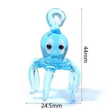 1个琉璃3D海洋动物吊坠，逼真可爱彩色青蛙、章鱼、虾形挂件，适合DIY耳环、项链、手链、手机链、包包挂饰、珠宝制作配件 - 彩色 - 查看 18
