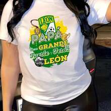 MGY Women's Soft 100% Cotton T-Shirt With "LION DAD BIGGER THAN THE DATE LION" Print, Soccer Jersey, Short Sleeve And Round Neck, Machine Washable, Casual And Perfect For All Seasons - 白 - 查看 1