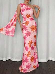 Vestido ajustado asimétrico de cuello elegante, romántico y sexy, adecuado para fiesta, vacaciones en la playa, vuelta al colegio, citas románticas, temporada de bodas, cumpleaños, Pascua, primavera/verano - Rosa - Ver 7