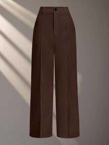 Pantalones blancos casuales/de trabajo para mujer - Marrón - Ver 1