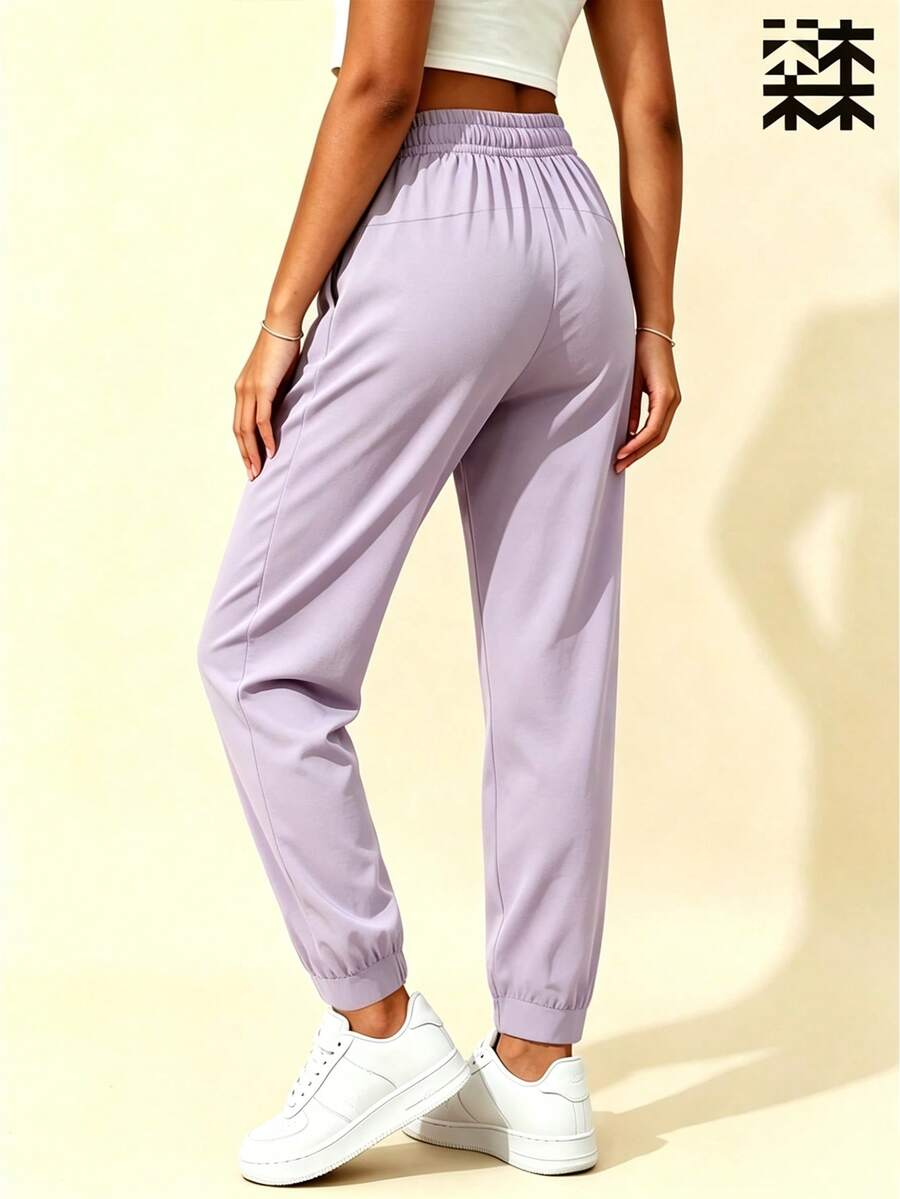 mulinsen Quần jogger nữ đa năng, kiểu dáng thường ngày, phù hợp cho cả mặc ở nhà và tập thể dục. - Màu tím hoa cà - Xem 1