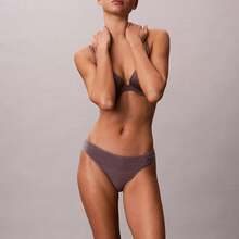 Calvin Klein Ideal Cotton Thong Underwear  Women  Panties QD5124 - Erin Stripe Botanical Brown - 查看 3
