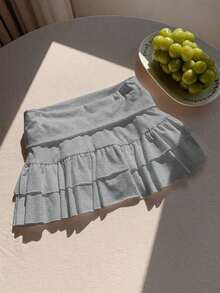 Xghhjm Falda Mini de Terciopelo Negro con Volantes para Mujer, Ideal para Fiestas de Invierno - Gris - Ver 8