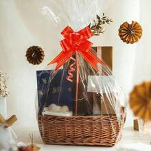 10/30pcs Small/Large Cellophane Bags With Gold Twist Ties, Colorful Bow,Clear Basket Bags OPP Plastic Cellophane Wrap For Gift Display, Christmas, Halloween, Valentine's Day And Birthday Party Gift Bag - View 6