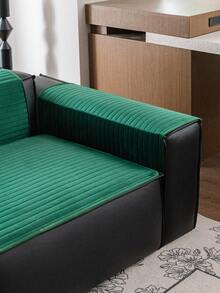 1pc Velvet Sofa Cover, Solid Color Nordic Style Sofa Pad, Thickened 3D Design Sofa Protector, Anti-Dirty Anti-Pollution Sofa Slipcover, Non-Slip Anti-Scratch Sofa Cover For Living Room Bedroom Study, Fits 1/2/3/4 Seater Sofa With Armrest & Backrest - Green - View 7