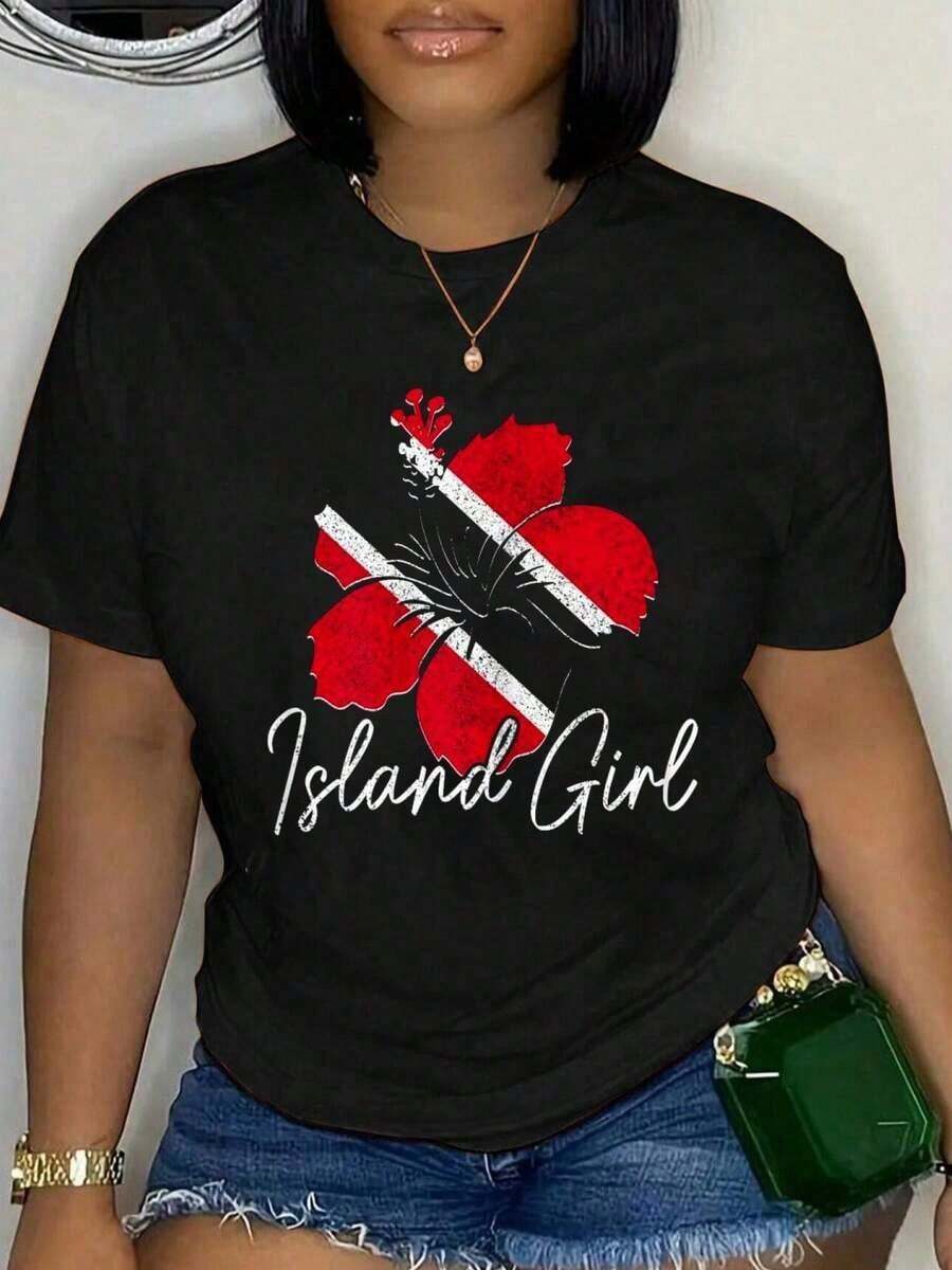 Manga corta, conjuntos de verano para mujer, 100% algodón, camiseta con la bandera de Trinidad y Tobago para chicas, orgullo de Trinidad, camiseta de cuello redondo suave y cómoda de talla grande para mujer y hombre, tops de mujer vintage. - Negro - Ver 1