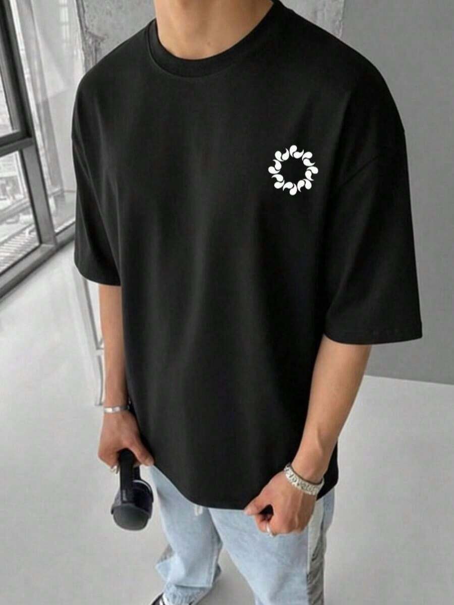 Camiseta de Manga Corta Holgada Casual Versátil con Estampado Divertido, Ideal para Vacaciones, Trabajo y Uso Diario - Negro 8 - Ver 1