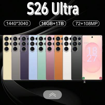 YS26 Ultra 5G Smartphone 16GB+1TB Android Mobiele Telefoon 6,9 Inch Volledig Scherm 108MP Camera Snapdragon 8 Elite Dual SIM Gezichts- en Vingerafdrukontgrendeling 8000mAh Mobiele Telefoon