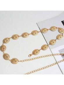1pc High Quality Round Metal Waist Belt, Suitable For Women In Summer - Multicolor - View 7