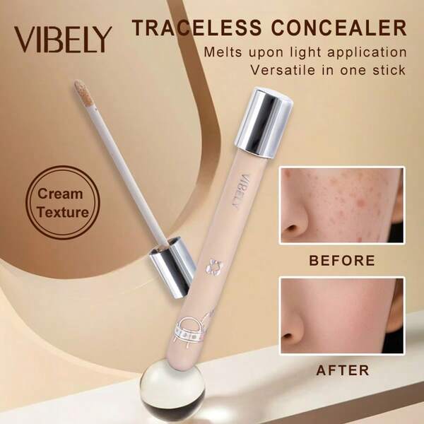 Corrector sedoso e impermeable, base iluminadora, cubre manchas, imperfecciones y ojeras, ligero y cómodo, no reseca, cobertura natural de larga duración para marcas de acné y surcos lagrimales