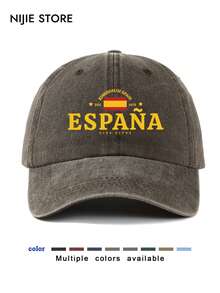 1pc Vintage Washed Baseball Cap, Unisex, With Spain Pattern, Classic Casual Retro Style, Adjustable Size, Lightweight, Breathable, Sun-Protective, Versatile Dad Hat, Suitable For Outdoor Sports, Daily Wear, Gatherings And Vacations, Great Gift For Friends And Family - A - View 6