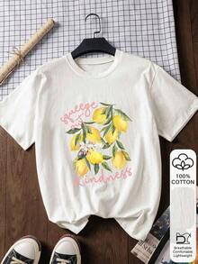 Women's Summer Outfits, 100% Cotton Short Sleeve T-Shirt, Casual Shell Print T-Shirt, Milan 2026 Inspired Pattern T-Shirt, Spring/Summer First Day Of School Outfits For Women, Women's T-Shirts - 白色 4 - 查看 5