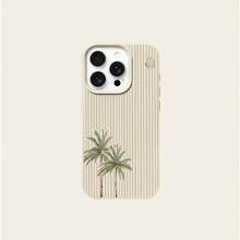 1 pezzo Custodia per telefono in materiale TPU con motivo a righe e palme, compatibile con iPhone 17 Pro Max/17/16 Pro Max/15/13/12/11, S20 FE/A15/S24/A55, Note 11/Note 12/Note 13 Pro, copertura completa, morbida e anti-caduta - Bianco - Visualizzare 5
