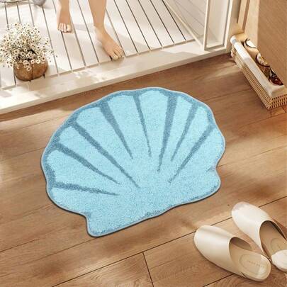 Alfombra de baño de microfibra súper suave con estampado de conchas marinas. Alfombra de pelo suave y esponjosa, adecuada para baño, cocina, exterior, interior, pasillo, dormitorio, sala de estar. Lavable a máquina, fácil de limpiar, base antideslizante, adecuada para decoración de dormitorio, decoración de baño, decoración navideña, decoración de habitación, decoración de exterior