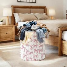 1 pezzo, Contenitore per la Biancheria Rosa per la Camera da Letto, Cesto per Vestiti Sporchi, Cesto per la Biancheria con Manico, Borsa Portaoggetti per Coperte e Asciugamani, Scatola Organizzatrice di dimensioni 35,05X41,91 cm/39,88X49,78 cm - 35,05 x 41,91 cm - Visualizzare 4