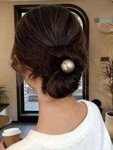 MH 4pcs Women Black Fabric Faux Pearl Hair Scrunchies, Suitable For Daily Use - Multicolor - View 4