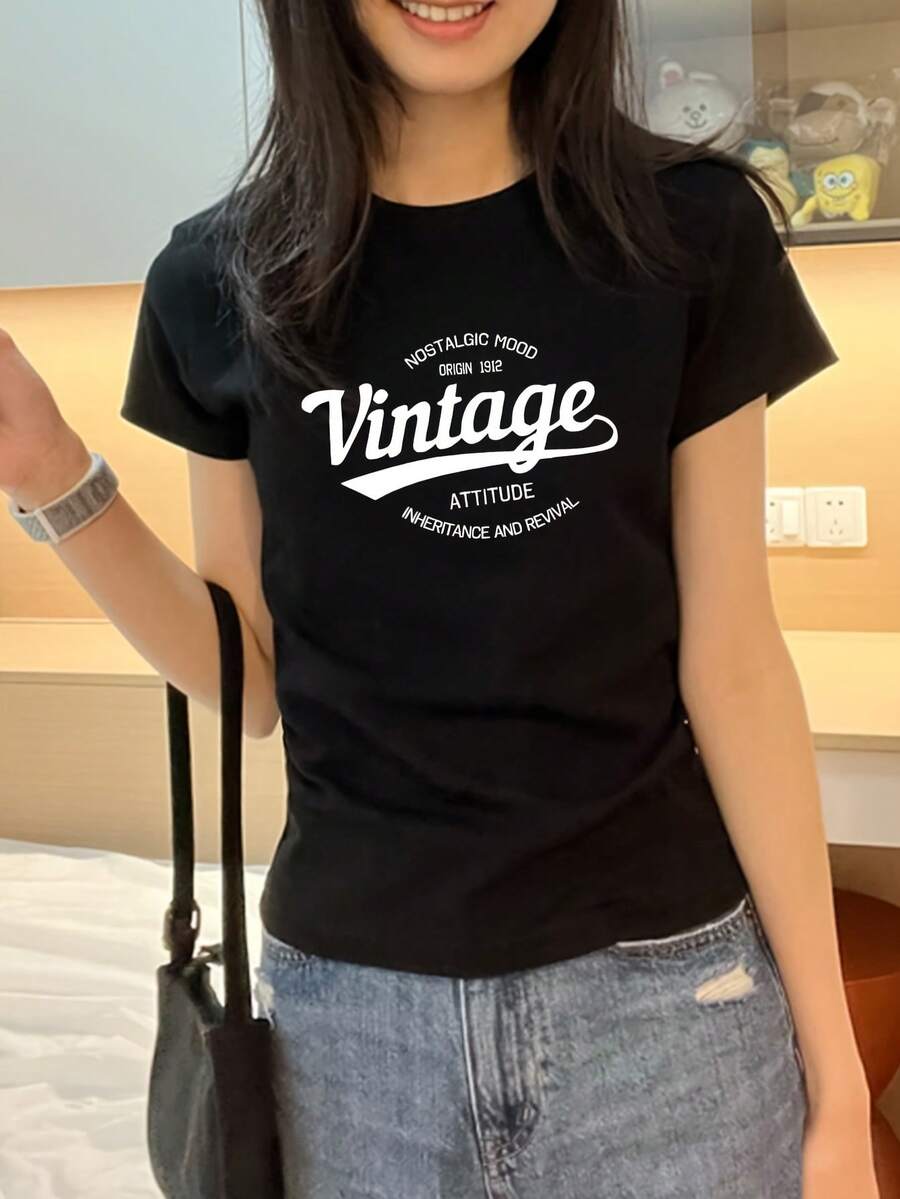 Women's Short-Sleeved T-Shirt, Casual And Versatile, Made From A Comfortable Fabric, Suitable For Any Occasion And An Ideal Garment For Spring, Summer And Autumn. New Model 2026 XWQF - 黑色 - 查看 1